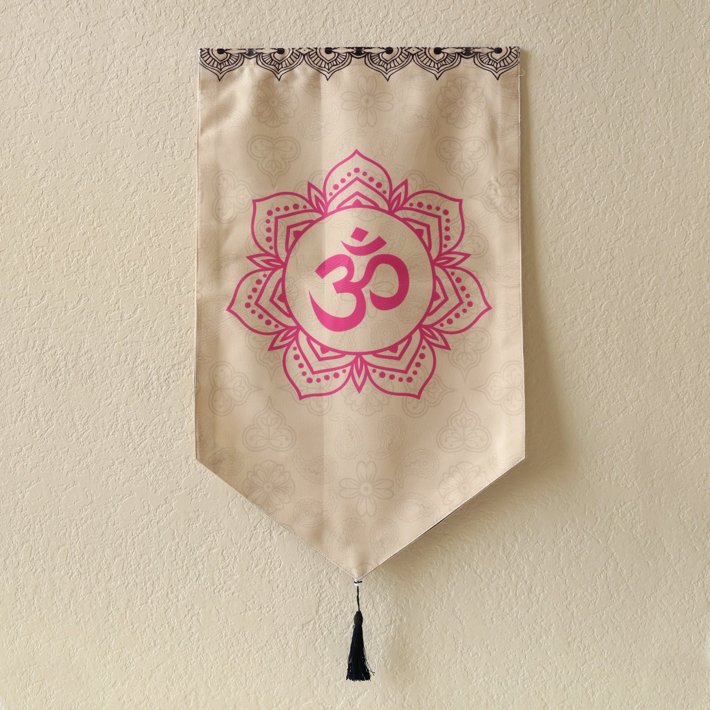 Buddhist Om Prayer Hands Large Canvas Tapestry Wall Hanging, 19.5"X32", Buddhist Om Asian Chinese Indian Wall Art Decor