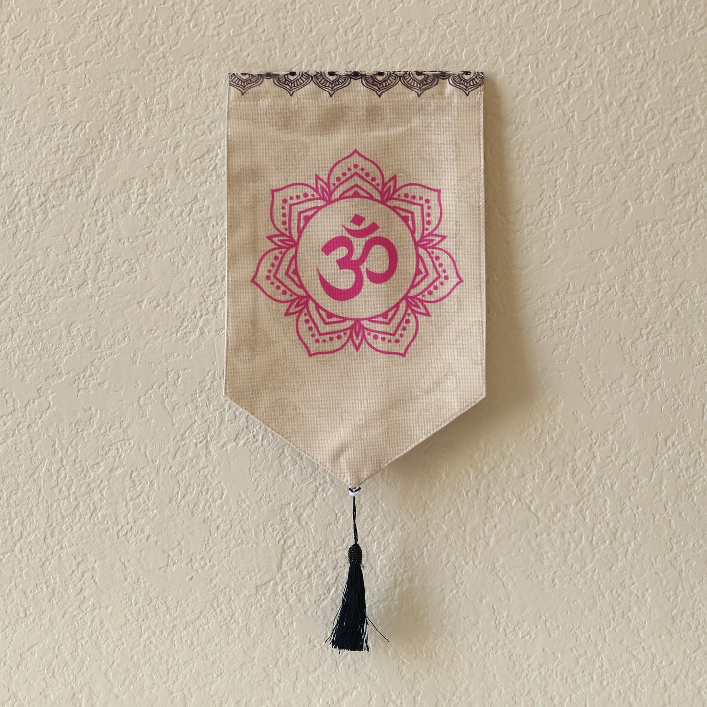Yoga Meditation Small Canvas Tapestry Wall Hanging, 9.5"X16", Buddhist Om Asian Chinese Indian Wall Art Decor