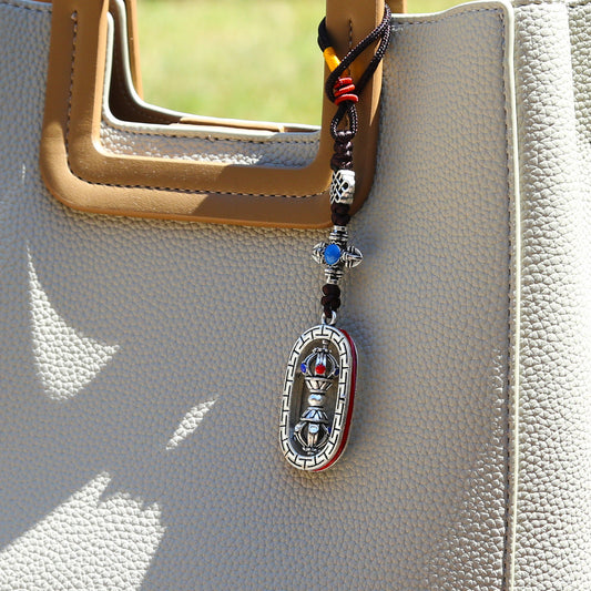 Spinning Tibetan Buddhist Vajra Protection Zipper Charm, Buddhism Rearview Mirror Charm, Tibetan Style Keychain Car Charm (R)