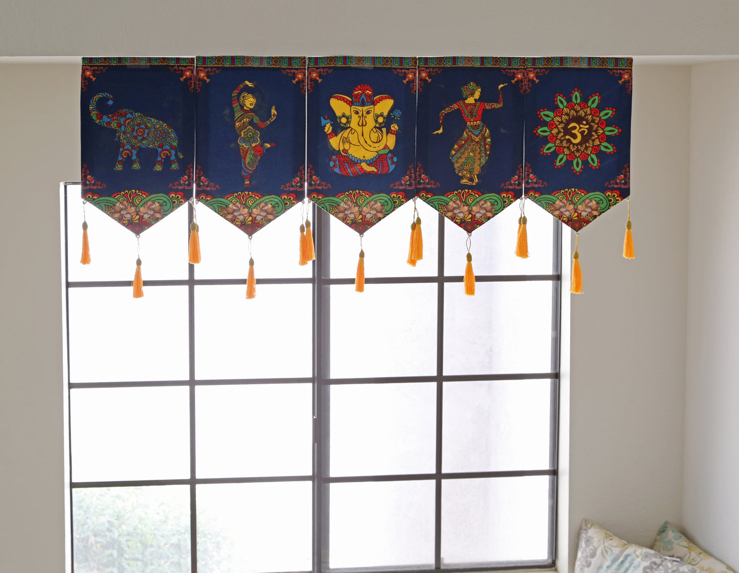Thai Style Dance Large Canvas Tapestry Wall Hanging Tassels, 19.5"X32", Asian Chinese Indian Wall Art Buddhist Om Home Decor