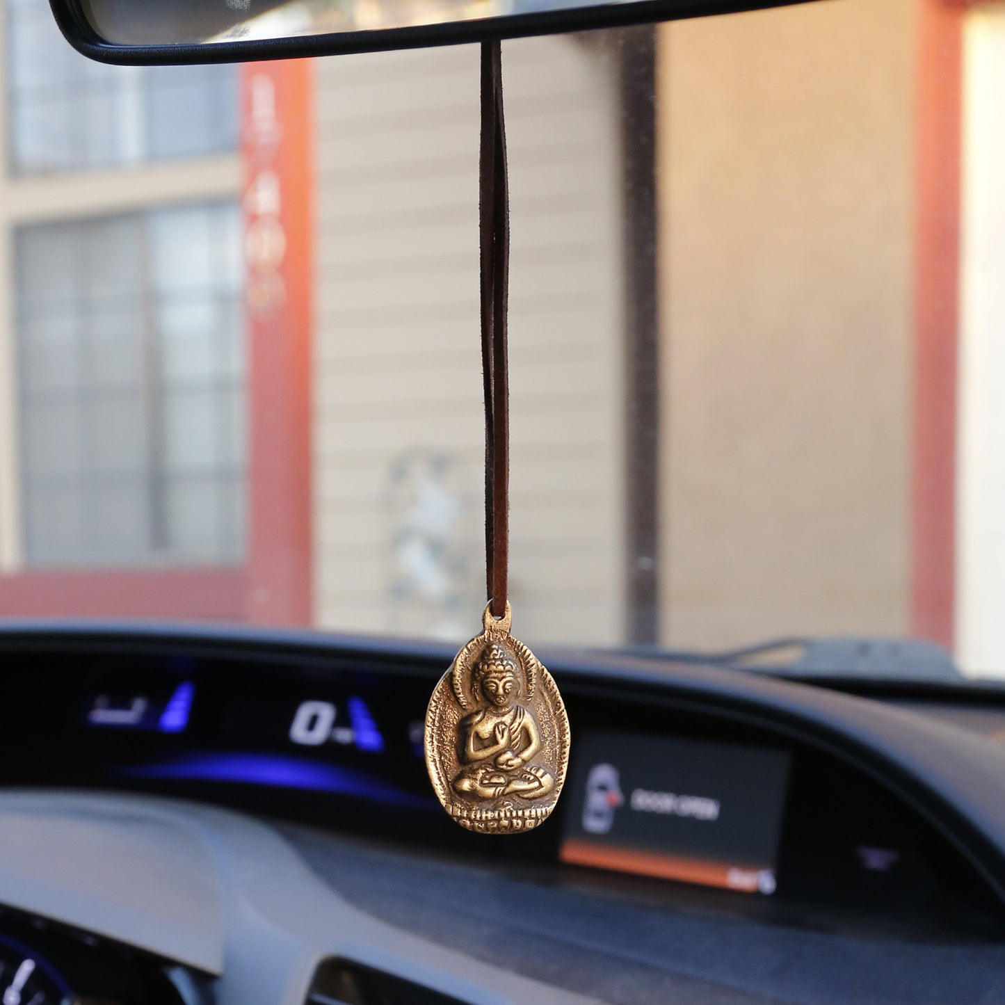 Tibetan Buddha Symbol Adjustable Necklace, Rear View Mirror Charm #9.