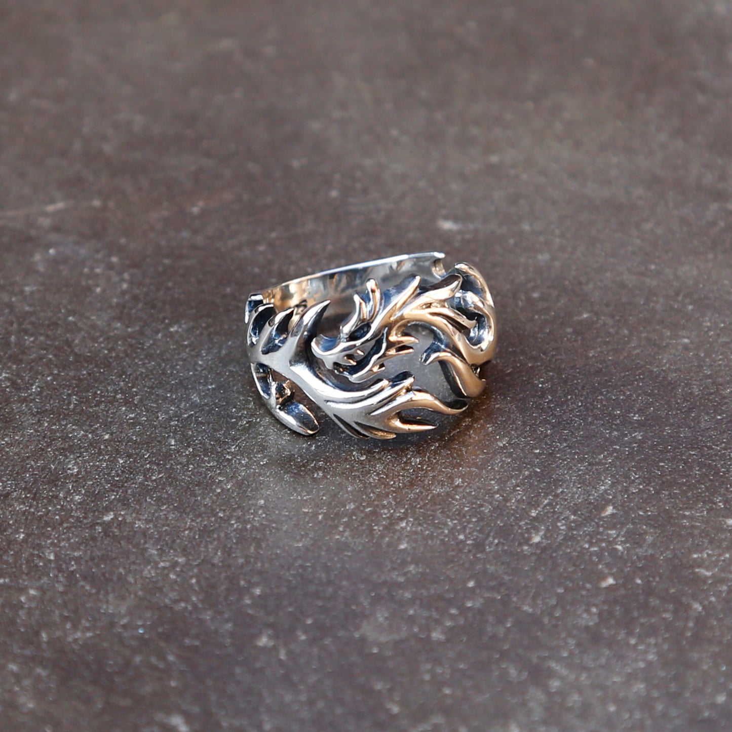 Dragon Adjustable Sterling Silver Mens Ring, Traditional Chinese Meditation Ring - ZentralDesigns