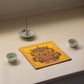 Tibetan Buddhist Ashtamangala Silk Brocade Shrine Table Cover Altar Cloth, 8”X8”, Blue/Red/Yellow