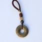 Tibetan Om Prayer Brass Keychain Bag Charm, Car Mirror Ornament, Chinese Buddhist Lanyard (S)