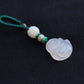 Carved Maitreya Buddha Keychain Lucky Bag Charm, White Jade-Look Resin Pendant Zipper Charm, Tibetan Buddhism Car Mirror Charm Lanyard (S)