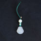 Carved Maitreya Buddha Keychain Lucky Bag Charm, White Jade-Look Resin Pendant Zipper Charm, Tibetan Buddhism Car Mirror Charm Lanyard (S)