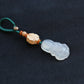Carved Buddha Keychain Lucky Bag Charm Zipper Charm, White Jade-Look Resin Pendant, Tibetan Buddhism Car Mirror Charm Lanyard (S)
