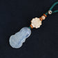 Carved Buddha Keychain Lucky Bag Charm Zipper Charm, White Jade-Look Resin Pendant, Tibetan Buddhism Car Mirror Charm Lanyard (S)
