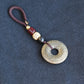 Tibetan Om Prayer Brass Keychain Bag Charm, Car Mirror Ornament, Chinese Buddhist Lanyard (S)