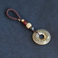 Tibetan Om Prayer Brass Keychain Bag Charm, Car Mirror Ornament, Chinese Buddhist Lanyard (S)