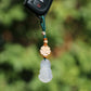Carved Buddha Keychain Lucky Bag Charm Zipper Charm, White Jade-Look Resin Pendant, Tibetan Buddhism Car Mirror Charm Lanyard (S)
