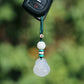 Carved Maitreya Buddha Keychain Lucky Bag Charm, White Jade-Look Resin Pendant Zipper Charm, Tibetan Buddhism Car Mirror Charm Lanyard (S)