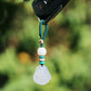 Carved Maitreya Buddha Keychain Lucky Bag Charm, White Jade-Look Resin Pendant Zipper Charm, Tibetan Buddhism Car Mirror Charm Lanyard (S)