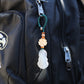 Carved Buddha Keychain Lucky Bag Charm Zipper Charm, White Jade-Look Resin Pendant, Tibetan Buddhism Car Mirror Charm Lanyard (S)