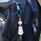 Carved Buddha Keychain Lucky Bag Charm Zipper Charm, White Jade-Look Resin Pendant, Tibetan Buddhism Car Mirror Charm Lanyard (S)