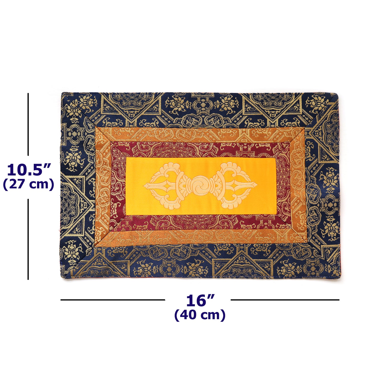 Tibetan Buddhism Om Brocade Shrine Table Cover Altar Cloth, Chinese Nepal Buddhist Vajra Mat, 16”X10.5”