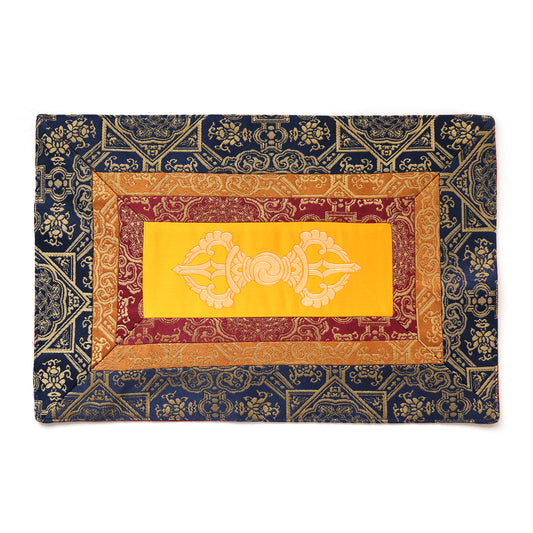 Tibetan Buddhism Om Brocade Shrine Table Cover Altar Cloth, Chinese Nepal Buddhist Vajra Mat, 16”X10.5”