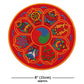 Round 8" Tibetan Buddhist Ashtamangala Silk Brocade Shrine Table Cover Altar Mat, Blue/Red