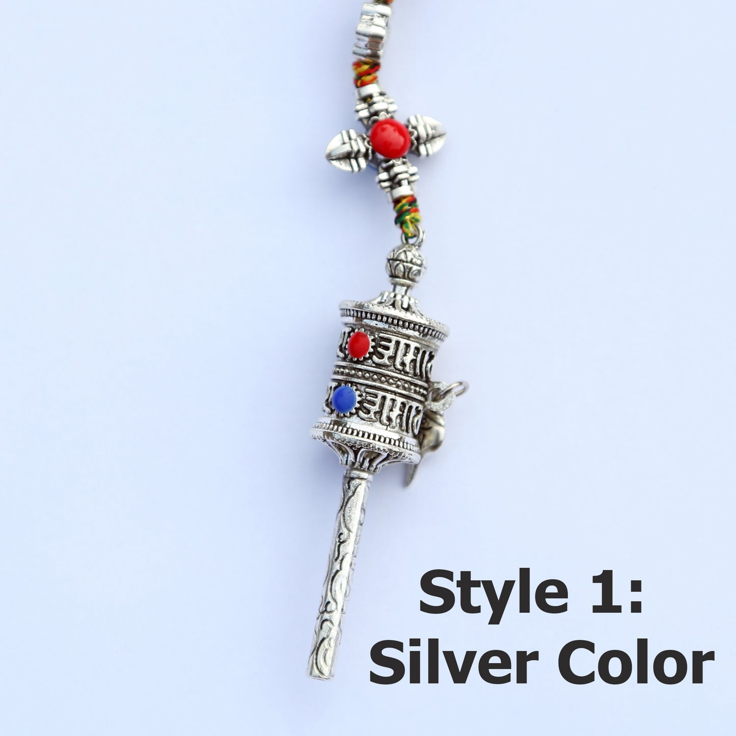 Tibetan Buddhist Prayer Wheel Protection Zipper Charm, Buddhism Rearview Mirror Charm, Tibetan Style Keychain Car Charm (R)