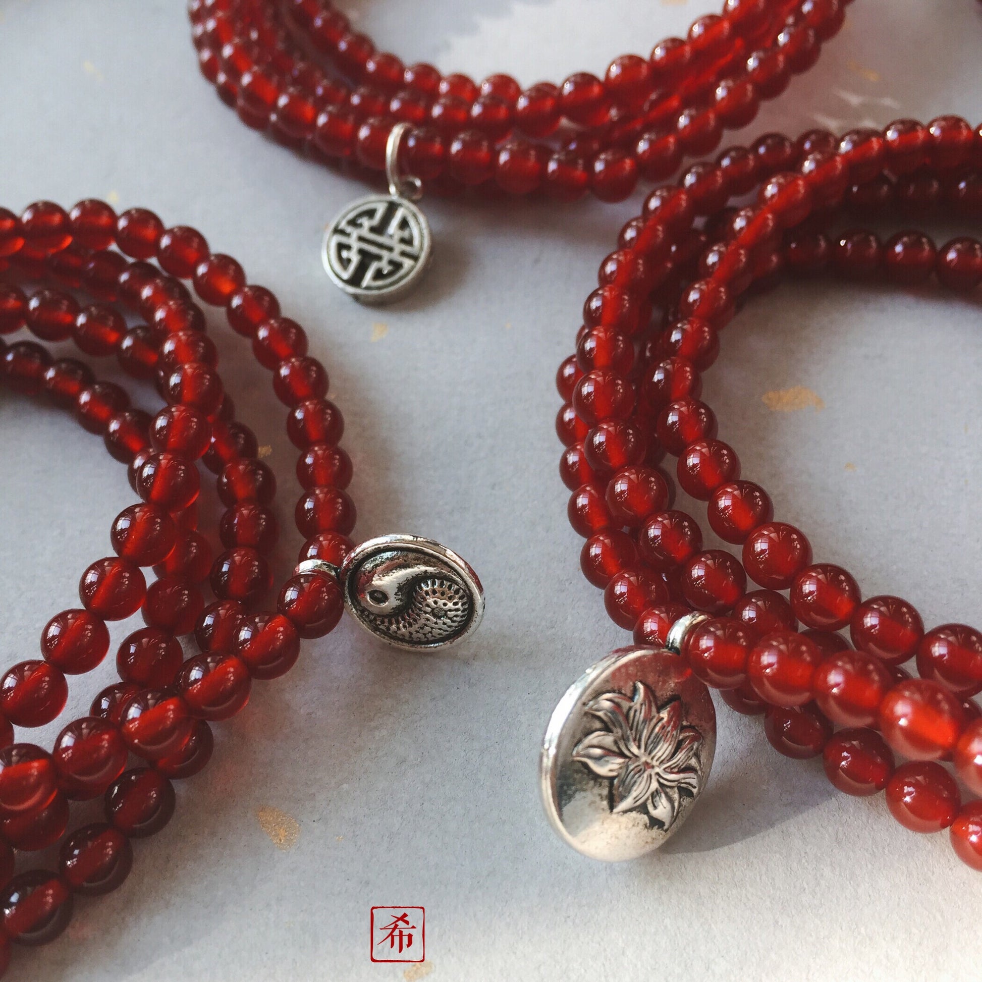 Bright Happiness Taoist Red Onyx Bracelet.