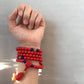 Buddha Red Cinnabar 108 Bead Mala Necklace, Red Stone Wrap Bracelet Wrist Mala.