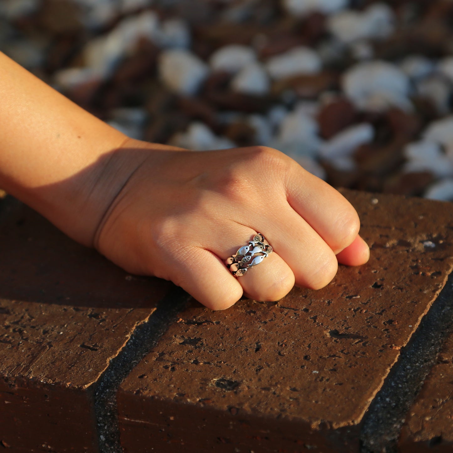 Cute Fish Adjustable Sterling Silver Ring, Traditional Chinese Love and Luck Ring (S)