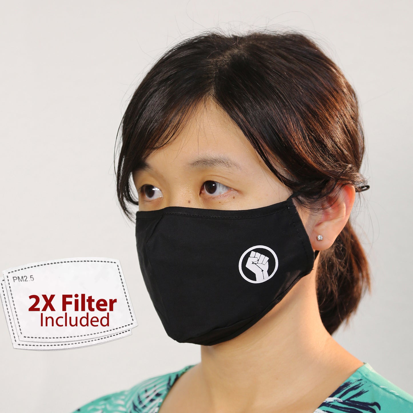 BLM Adjustable Washable Cloth Face Mask Covering, 2-Layer with 2X Extra Filters