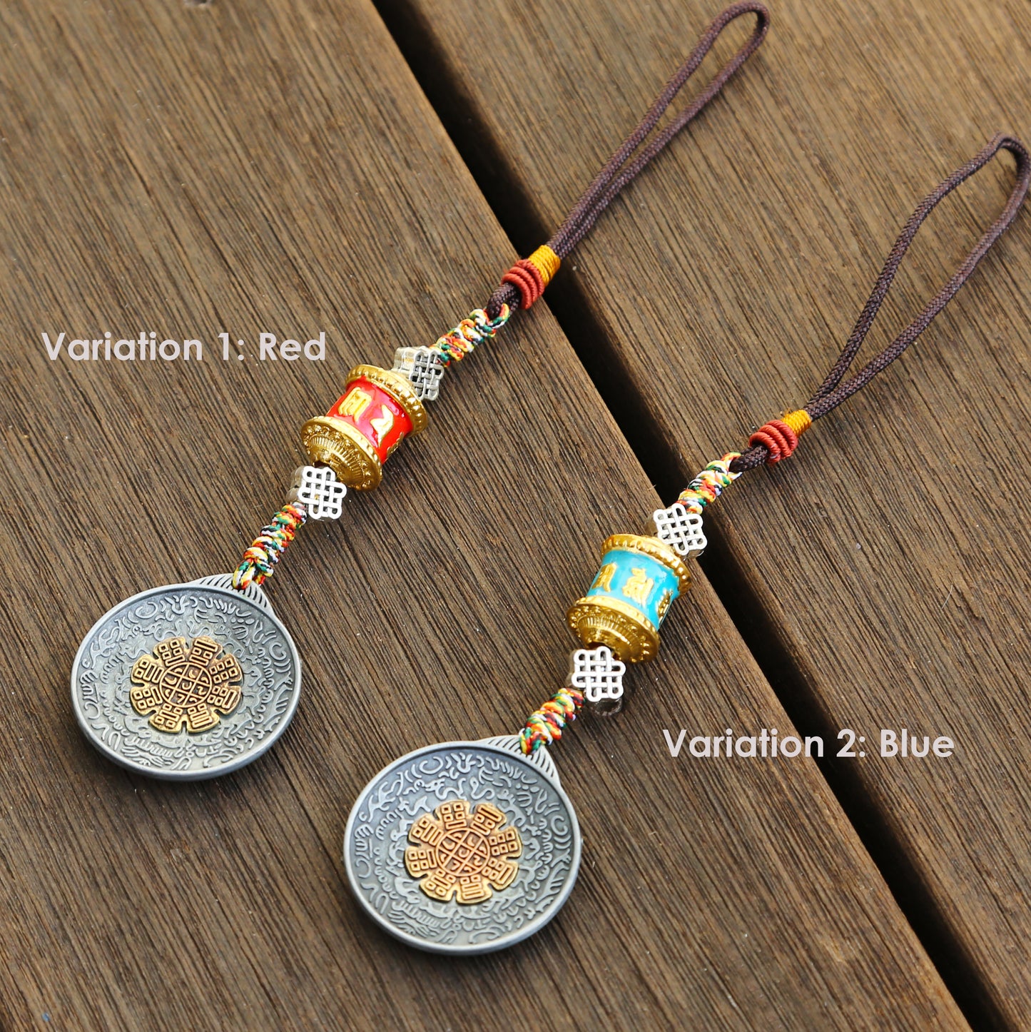 Colored Talisman & Prayer Wheel Protection Zipper Charm, Tibetan Style Keychain, Chinese Bagua Car Charm (T)