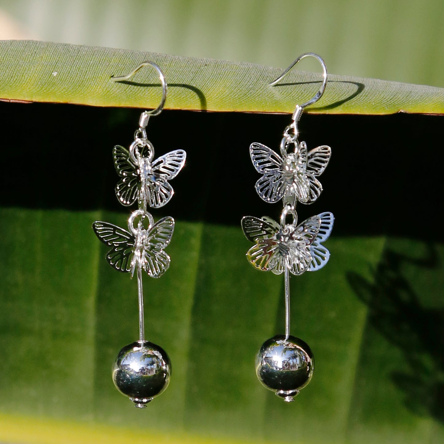 Butterfly Silver Boho Chic Dangle and Drop Earrings, Bali Style Jewelry - ZentralDesigns