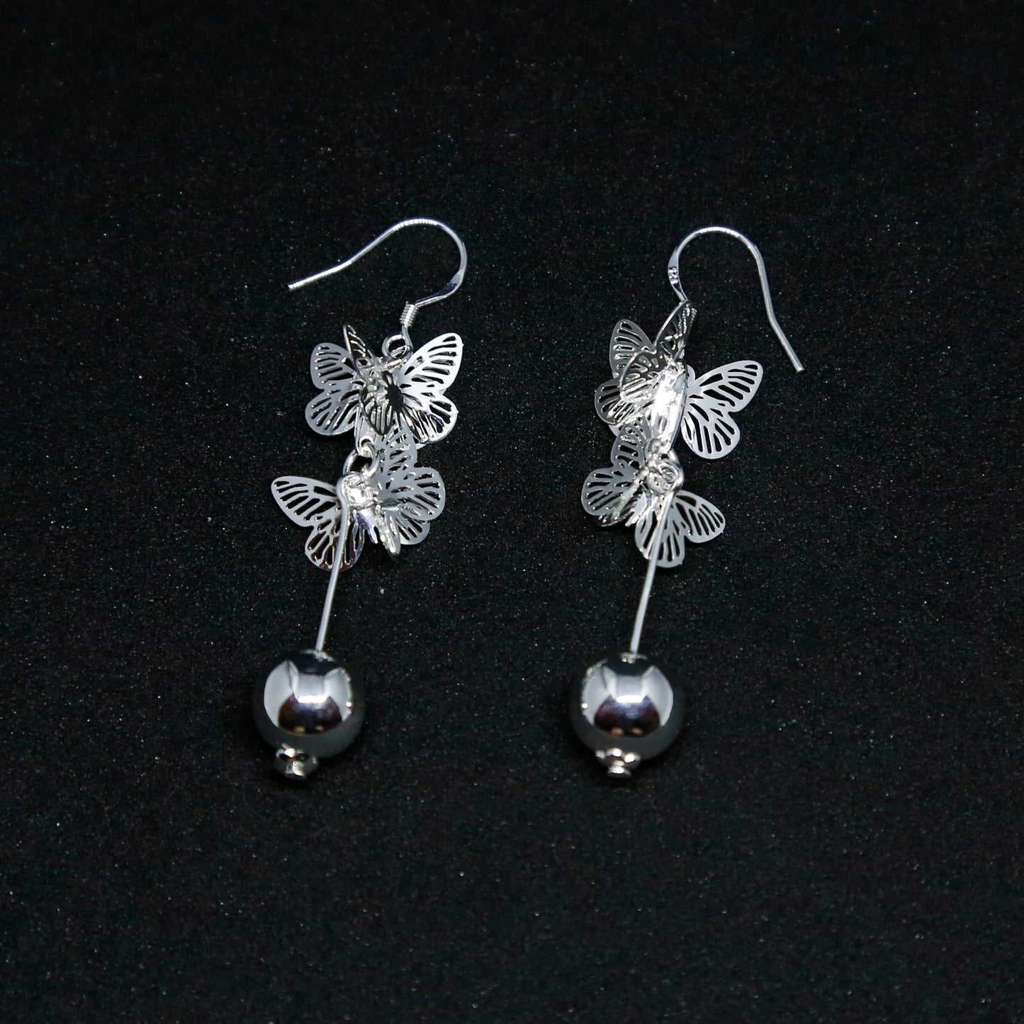 Butterfly Silver Boho Chic Dangle and Drop Earrings, Bali Style Jewelry - ZentralDesigns