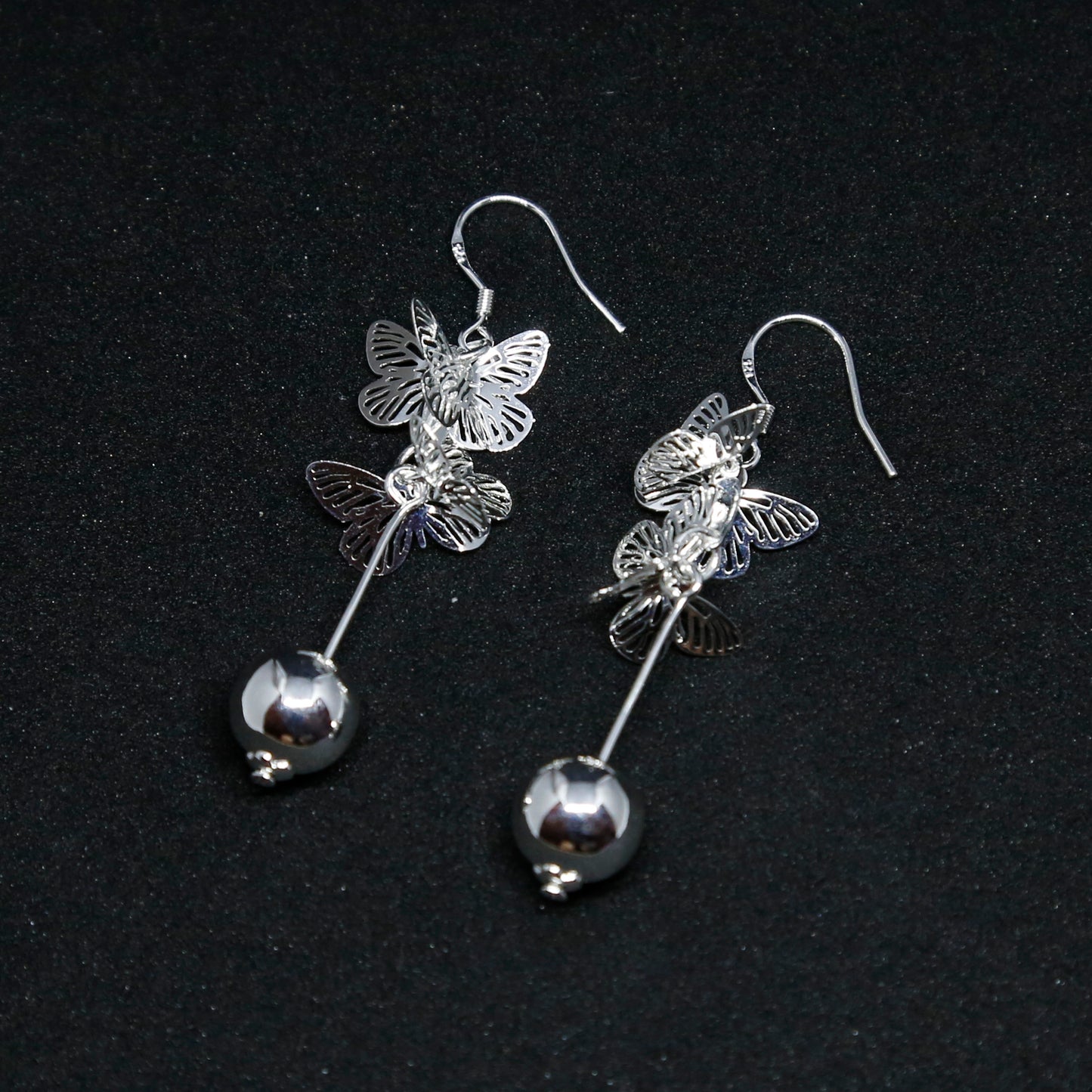 Butterfly Silver Boho Chic Dangle and Drop Earrings, Bali Style Jewelry - ZentralDesigns