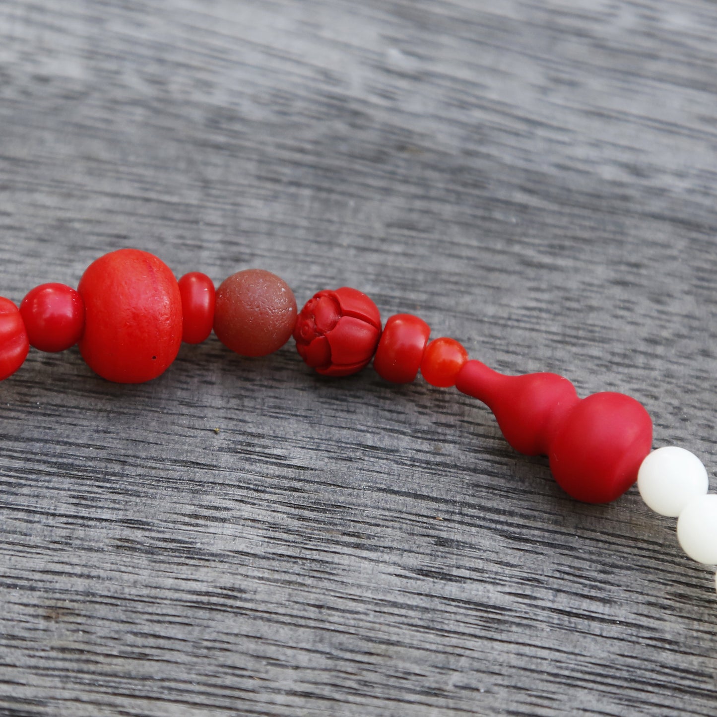 Bottle Gourd Bodhi Seed and Cinnabar Mala Bracelet.