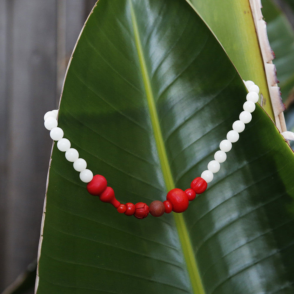 Bottle Gourd Bodhi Seed and Cinnabar Mala Bracelet.