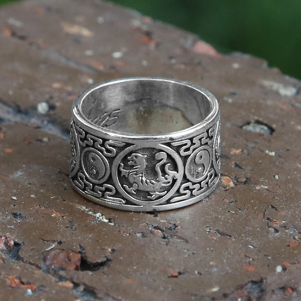 Sterling Silver Yin-Yang Dragon Ring