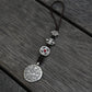 Silver Color Talisman Protection Zipper Charm, Tibetan Style Keychain, Chinese Bagua Car Charm - Medium.