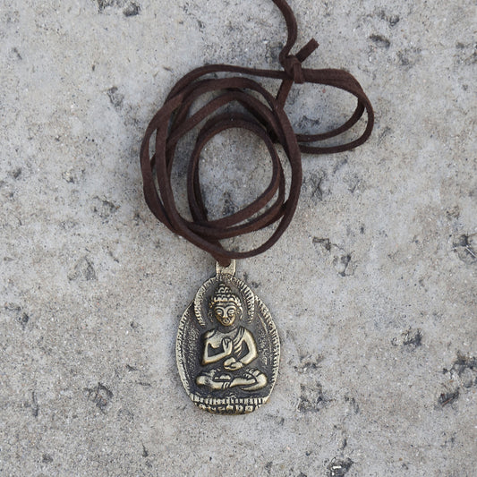 Tibetan Buddha Symbol Adjustable Necklace, Rear View Mirror Charm #9.