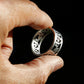 Hollowed-out Tibetan Buddhist Prayer Silver Ring, Buddhist Symbols Mens Ring - ZentralDesigns